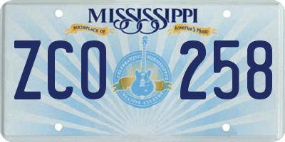 MS license plate ZCO258