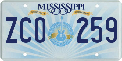 MS license plate ZCO259