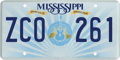 MS license plate ZCO261
