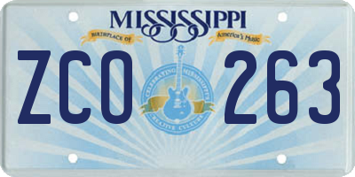MS license plate ZCO263