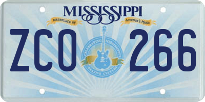 MS license plate ZCO266