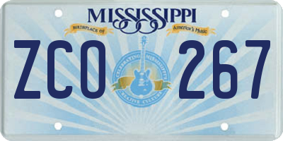 MS license plate ZCO267