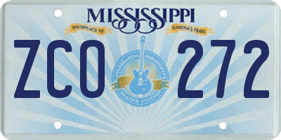 MS license plate ZCO272