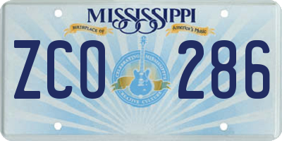 MS license plate ZCO286
