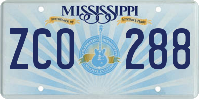MS license plate ZCO288