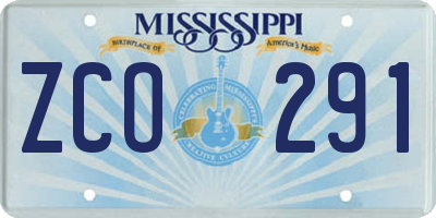 MS license plate ZCO291