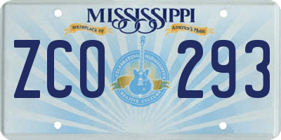 MS license plate ZCO293