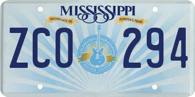 MS license plate ZCO294