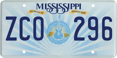 MS license plate ZCO296