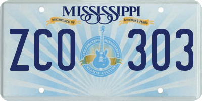 MS license plate ZCO303