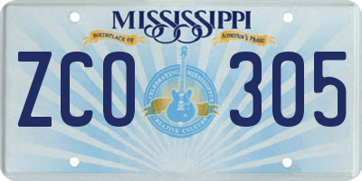 MS license plate ZCO305