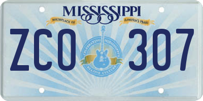 MS license plate ZCO307