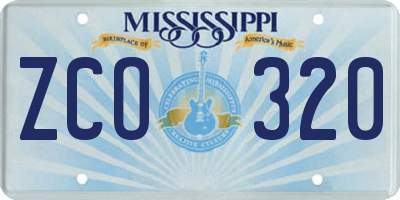 MS license plate ZCO320