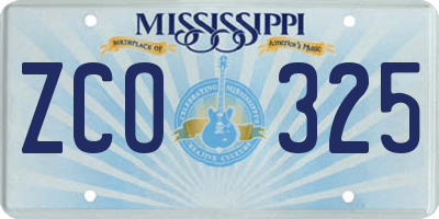 MS license plate ZCO325