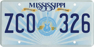 MS license plate ZCO326