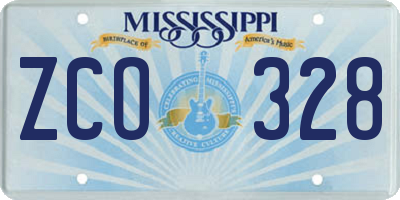 MS license plate ZCO328