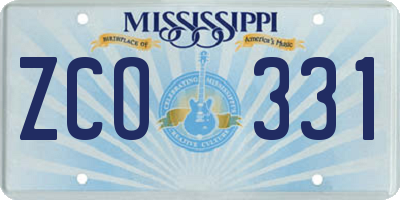 MS license plate ZCO331
