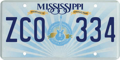 MS license plate ZCO334