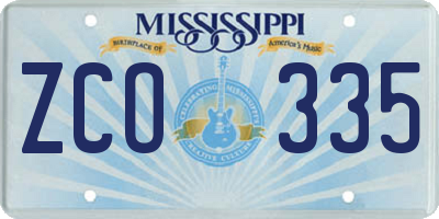 MS license plate ZCO335
