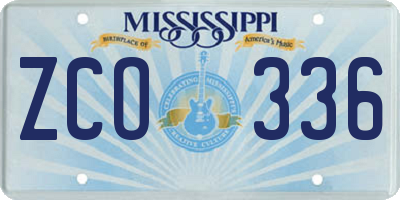 MS license plate ZCO336