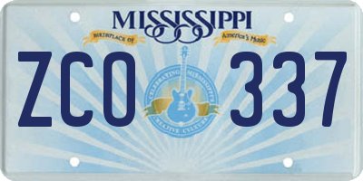 MS license plate ZCO337