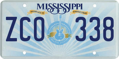 MS license plate ZCO338
