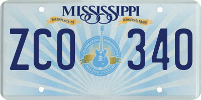 MS license plate ZCO340