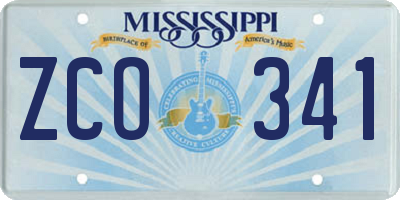 MS license plate ZCO341