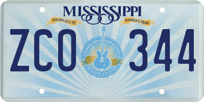 MS license plate ZCO344