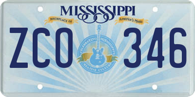 MS license plate ZCO346