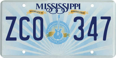 MS license plate ZCO347