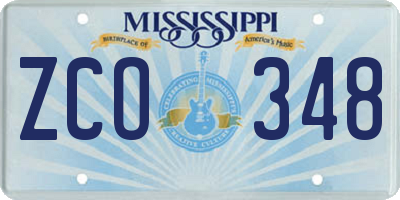 MS license plate ZCO348