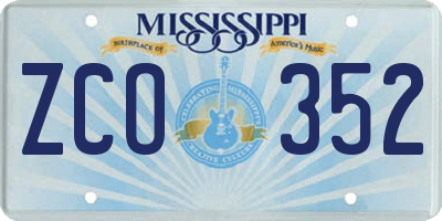 MS license plate ZCO352