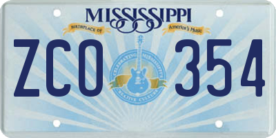 MS license plate ZCO354