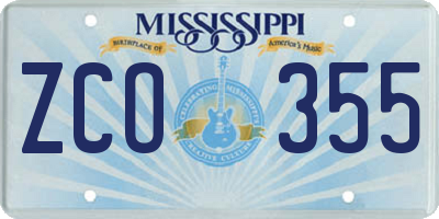MS license plate ZCO355
