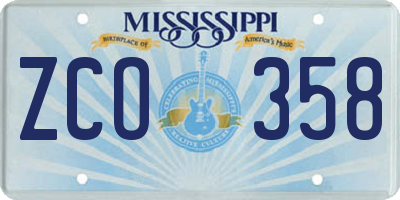 MS license plate ZCO358