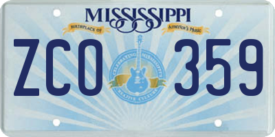 MS license plate ZCO359
