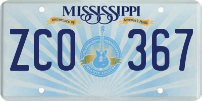 MS license plate ZCO367
