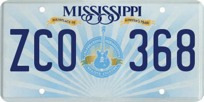 MS license plate ZCO368