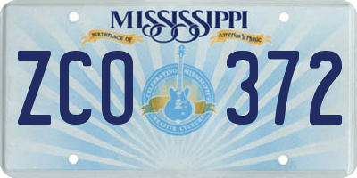 MS license plate ZCO372