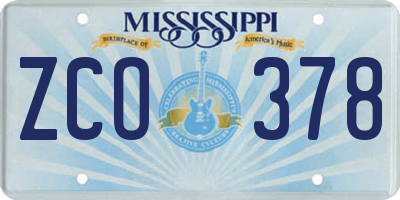 MS license plate ZCO378