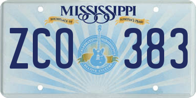MS license plate ZCO383