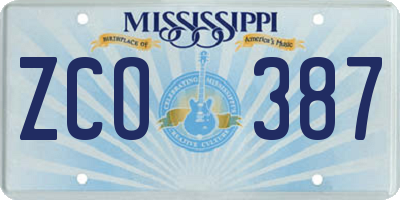 MS license plate ZCO387