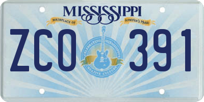 MS license plate ZCO391