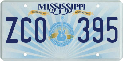 MS license plate ZCO395