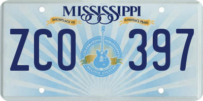 MS license plate ZCO397
