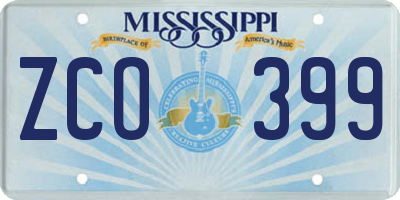 MS license plate ZCO399