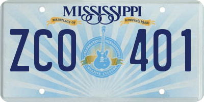 MS license plate ZCO401