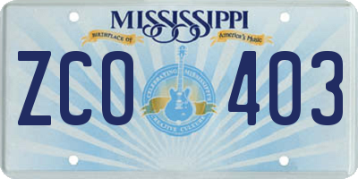 MS license plate ZCO403