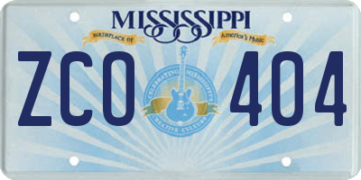 MS license plate ZCO404